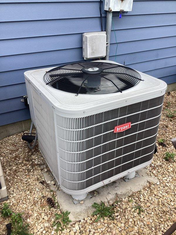 Completed comprehensive heating maintenance on Bryant HVAC system. Performed standard monthly preventive maintenance procedures including system inspection, operational testing, and performance verification. Utilized Fieldpiece SMAN refrigerant manifold and micron gauge to measure and document system pressures, temperatures, superheat, and subcooling values for R410A refrigerant. All readings confirmed system operating within manufacturer specifications. Exterior condenser unit inspected and found in good operational condition with no visible damage or excessive wear. Equipment maintained on proper concrete pad with adequate clearance and drainage. System tested and left in proper working order.