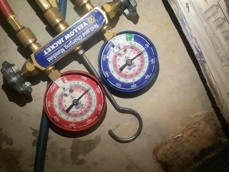 Responded to no cooling complaint on geothermal system with thermostat displaying fault codes. Connected manifold gauges to assess system pressures and diagnose cooling failure. Performed diagnostic testing to identify root cause of system malfunction and restore proper operation.