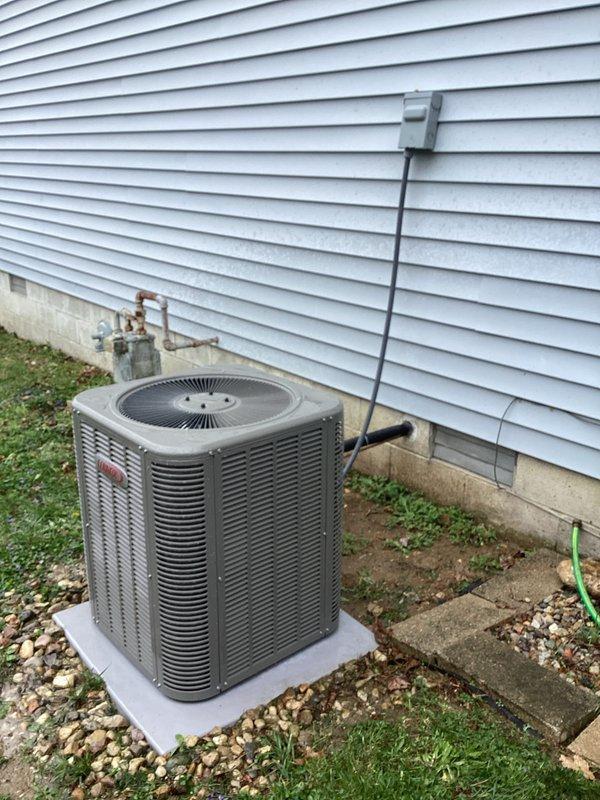 Completed complimentary maintenance inspection on residential cooling system as part of new customer enrollment. Performed standard monthly maintenance protocol including filter evaluation and system documentation with photographic records of outdoor condensing unit installation and condition. Unit operating properly with refrigerant lines, electrical connections, and exterior components in acceptable condition.