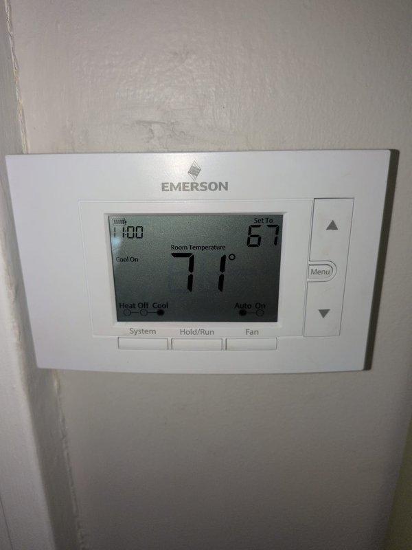 Completed comprehensive HVAC maintenance including CCH service and basic system renewal. Replaced 20x25x4 air filter and performed standard heating system inspection. Verified thermostat operation and checked outdoor condenser unit with manifold gauges to ensure proper refrigerant pressures and system performance.