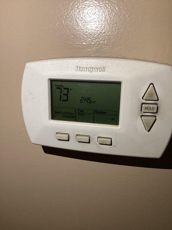 Completed monthly HVAC maintenance visit including replacement of 16x20x1 air filter as part of CCHBasic service plan. Verified thermostat operation showing proper temperature reading of 73 degrees and confirmed system controls functioning correctly. Updated maintenance history card with service details for equipment records.