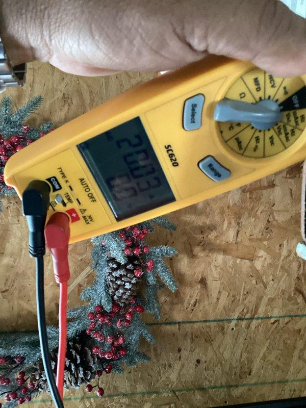Completed monthly heating maintenance on two systems, one located in the main house and one in the barn. Performed comprehensive inspections including visual examination of electrical components, capacitor testing with multimeter readings confirming proper voltage specifications at 440 V.A.C. and 370 V.A.C., and verification of all wiring connections and terminal blocks. All systems tested and operating within normal parameters with no deficiencies noted.