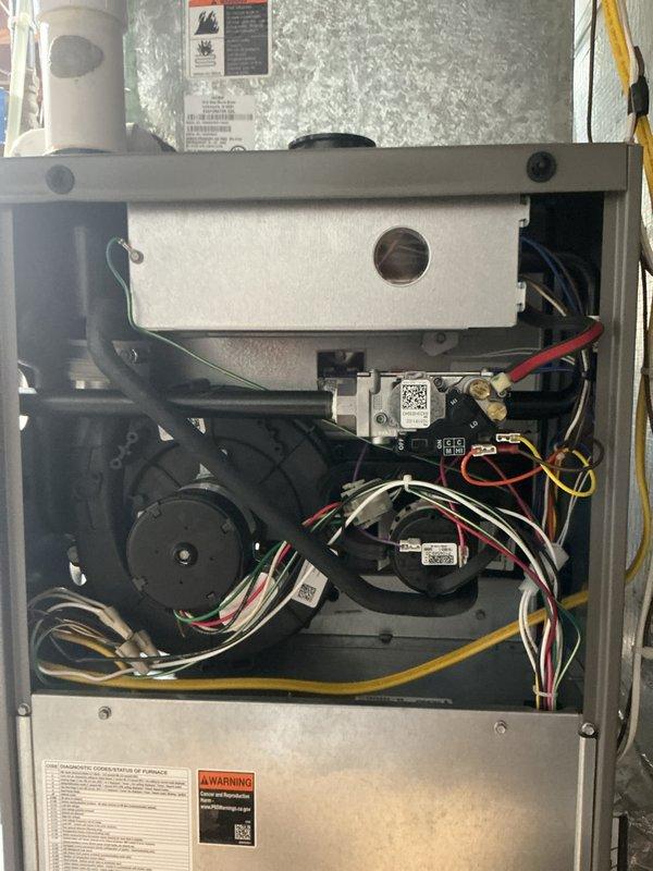 Completed comprehensive heating maintenance on gas furnace system. Performed full system inspection of all mechanical and electrical components including blower motor assembly, gas valve, control boards, and wiring connections. Verified proper operation of FASCO blower motor and checked all electrical specifications for compliance with manufacturer requirements. Inspected burner assembly, heat exchanger, and ventilation system. Replaced 16x25x1 air filter as part of routine maintenance. All safety controls tested and confirmed operational. System running efficiently with no issues detected.