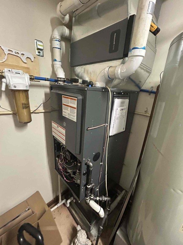 Completed routine preventative maintenance on residential split HVAC system consisting of indoor furnace/air handler and outdoor condenser unit. Performed comprehensive inspection of both indoor and outdoor components, verified all mechanical and electrical connections, checked refrigerant levels, cleaned condenser coils, inspected fan operation, and confirmed proper system operation with no deficiencies noted.