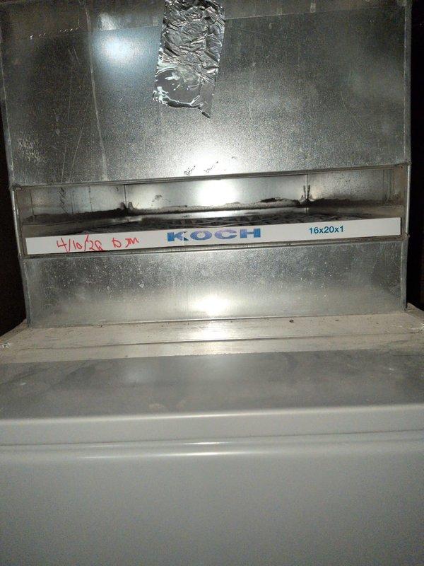 Completed CCC Basic Monthly maintenance service on residential cooling system. Performed standard inspection protocol, verified thermostat operation showing 73°F with system running in cooling mode and fan set to auto, confirmed proper temperature control functionality. Replaced 16x20x1 air filter at air handler unit, documented filter change with technician initials and service date on filter rack label per maintenance tracking procedures.