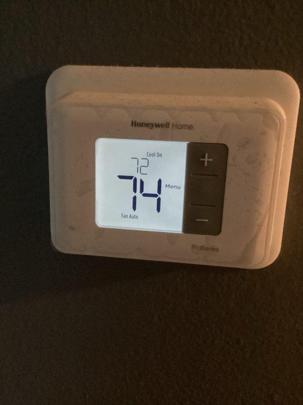 Completed comprehensive heating maintenance service under comfort club agreement. Performed system inspection, verified thermostat operation showing 72-74 degrees with cooling mode functional, and installed new 20x20x4 air filter as included in maintenance plan.