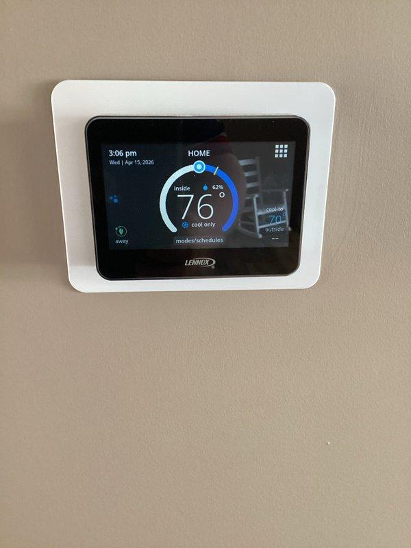 # HVAC Service Call - No Cooling Issue

Responded to service call for Lennox cooling system not providing adequate cooling. Upon arrival, found thermostat displaying 76°F indoor temperature in cooling mode with system calling for cooling. Performed comprehensive system diagnostics on outdoor condensing unit and indoor air handling components. Identified and resolved issue preventing proper cooling operation. Verified system operation, confirmed adequate airflow, and ensured unit cycled properly. System restored to normal cooling function with thermostat responding appropriately to temperature settings.
