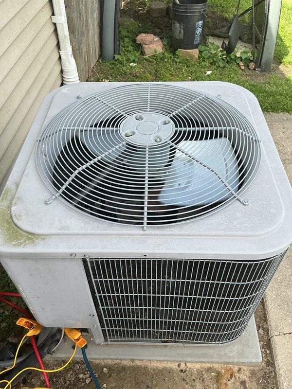 Completed comprehensive cooling maintenance service on residential HVAC system before 2 PM deadline. Performed Basic Plus cooling maintenance protocol, which included inspecting and servicing the outdoor condenser unit with visible service gauges attached for diagnostic testing, and inspecting the air filtration system equipped with a 20x20x4 pleated KOCH filter showing moderate dust accumulation. All maintenance tasks completed per service agreement specifications.