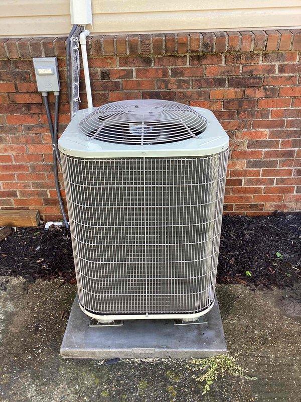 Completed basic monthly cooling maintenance on Carrier HVAC system. Performed inspection of indoor air handler unit located in utility closet and outdoor condenser unit positioned on concrete pad against exterior brick wall. Verified operation of all components, checked refrigerant lines, inspected condensate drain system with PVC piping, and confirmed proper electrical connections at disconnect box. System operating within normal parameters with no issues identified during routine maintenance visit.