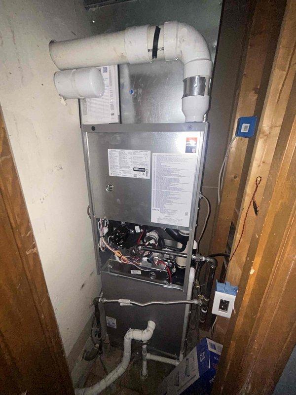 Completed cooling season maintenance on Lennox Allied Commercial rooftop unit and residential furnace system. Performed comprehensive system inspection, replaced 20x20x4 air filter, checked all electrical connections and gas valve components, verified proper operation of burners and blower assembly, and inspected PVC venting and condensate drainage lines for proper function. All components operating within manufacturer specifications; system ready for continued service.