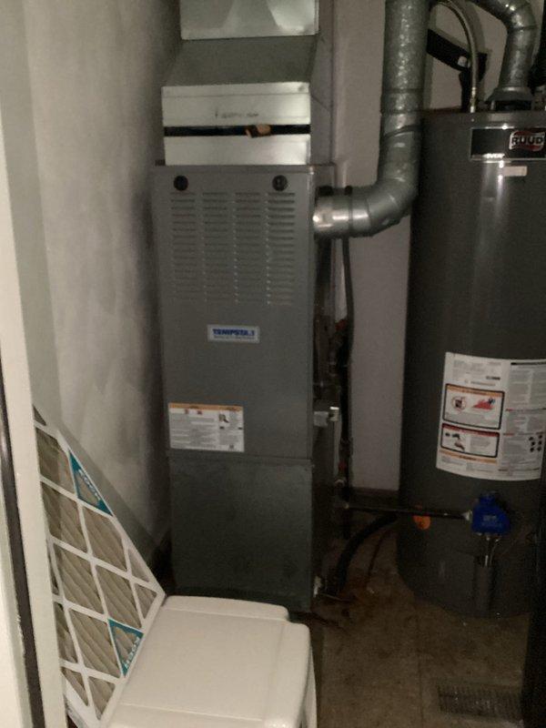 Responded to no cooling complaint on residential split system air conditioning unit. Upon arrival, performed diagnostic evaluation of Tempstar system including outdoor condenser unit and indoor air handler. Inspected both outdoor and indoor components for proper operation, checked electrical connections, verified refrigerant line integrity, and assessed overall system functionality. Unit appeared to be in good physical condition with no visible damage to cabinet, fan assembly, or refrigerant lines. Completed troubleshooting procedures to identify root cause of cooling failure and restored system to proper working order.