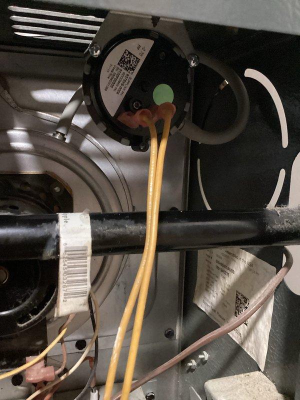 Returned to property to complete previously diagnosed repair by installing new pressure switch on HVAC system. Removed failed pressure switch assembly and installed replacement unit sourced from Johnstone Supply (part #243939968-101). Verified all electrical connections were secure, tested system operation, and confirmed proper heating cycle initiation. System now functioning normally with thermostat responding correctly to temperature demands.