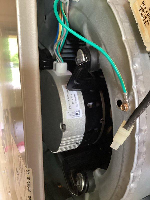 Replaced defective blower motor in HVAC air handler unit. Verified proper airflow and system operation following installation, with supply register temperatures measuring within normal parameters. Performed system clean and check to ensure all components functioning correctly after motor replacement.