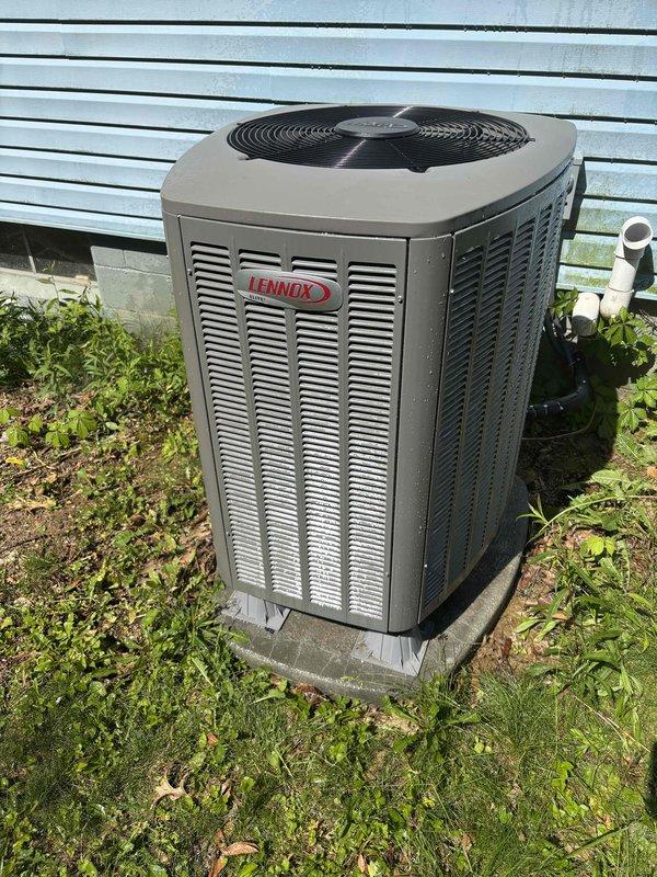 Completed comprehensive cooling maintenance on Lennox condensing unit. Performed system diagnostics with temperature differential reading of 65°F at supply register, verified proper airflow through evaporator coil, and replaced air filter. Inspected outdoor unit for proper operation, confirmed adequate refrigerant charge, and verified all electrical connections secure. System operating within manufacturer specifications with no deficiencies noted.