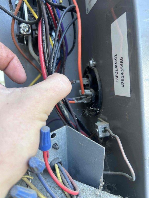 Responded to service call for AC unit failing to maintain desired temperature, with indoor temperature reaching 78°F despite thermostat set to 70°F. Performed diagnostic inspection of electrical control panel and wiring connections on Goodman unit model 13UA4801. Inspected and tested all wire terminations, including multi-colored control wiring and wire nut connections within junction box. System was unable to reach setpoint, only cooling to 73°F during previous operation.