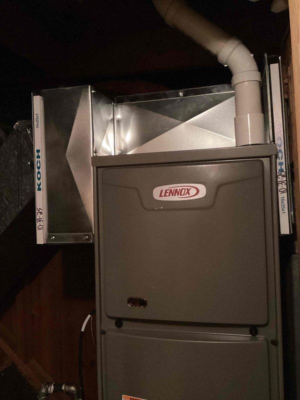 Completed comprehensive cooling maintenance on Lennox HVAC system. Performed standard CCC basic monthly service protocol, including system inspection, filter replacement with 16x25x1 filter, and verification of thermostat operation showing proper display function at 72 degrees with system in off mode and fan set to auto. All components operating within normal parameters.