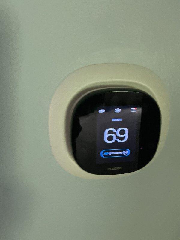 Completed cooling maintenance inspection on Carrier furnace system with integrated cooling capabilities. Performed standard preventive maintenance procedures including system evaluation, verified thermostat operation showing 69°F setpoint on Ecobee digital control, and assessed overall equipment condition. Filter type could not be determined at time of service and will require follow-up identification for future maintenance scheduling.