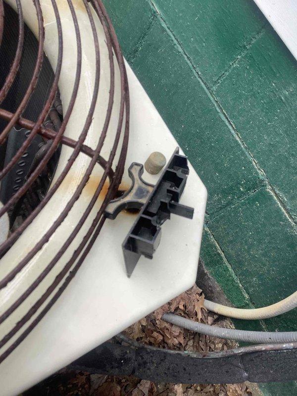 Responded to no cooling complaint with thermostat reading 80°F. Upon arrival, connected manifold gauges to aging outdoor unit and performed system diagnostics. Visual inspection revealed heavily corroded service valves and weathered components, indicating advanced age and exposure damage. Evaluated refrigerant pressures, electrical connections at outdoor disconnect, and overall system condition to determine cause of inadequate cooling performance.