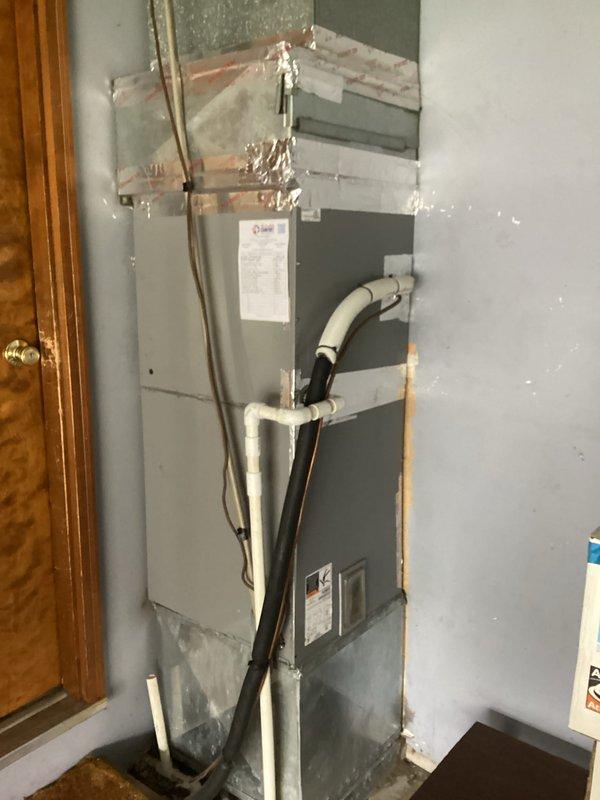 Completed basic monthly cooling maintenance on residential HVAC system. Performed standard inspection of air handler unit, checked refrigerant lines and condensate drainage, replaced 20x20x1 air filter, and verified proper system operation. All components found to be functioning within normal parameters.