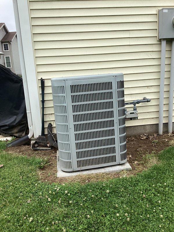 Performed comprehensive air conditioning tune-up on residential split system including Ducane furnace with air handler and outdoor condenser unit. Inspected all refrigerant lines, electrical connections, and condensate drainage system for proper operation. Cleaned condenser coils, verified airflow through evaporator, checked system pressures and temperatures, and confirmed all safety controls and thermostatic operation within manufacturer specifications.