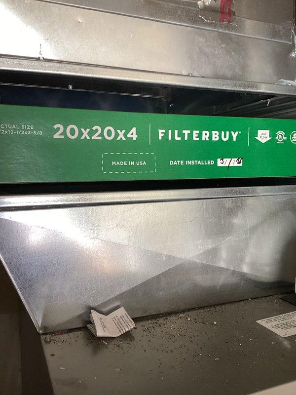 Completed routine cooling maintenance under comfort club agreement. Installed new 20x20x4 FILTERBUY air filter in the return air duct system, documenting installation date for tracking purposes. System inspected and verified to be operating within normal parameters with renewed maintenance agreement valid through March 2026.