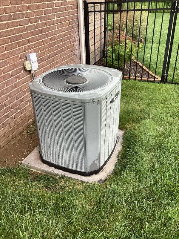 Responded to customer complaint of unit blowing warm air. Upon arrival, verified thermostat was set to OFF position and displaying 78° ambient temperature. Inspected outdoor condensing unit and confirmed equipment in good physical condition with no visible damage or obstructions to airflow. Customer educated on proper thermostat operation and system successfully restored to normal cooling function.