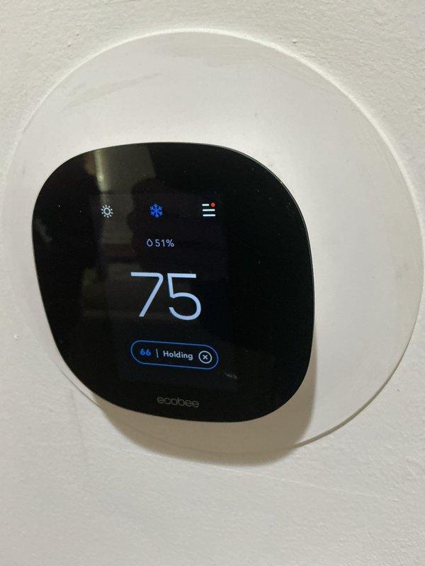 Completed comprehensive cooling maintenance on Goodman HVAC system. Performed CCC basic monthly service protocol, which included inspecting and replacing 16x25x1 air filter, checking thermostat operation (ecobee unit displaying proper cooling mode at 75°F setpoint), and evaluating overall system performance. Verified furnace unit condition, condensate drainage system, and associated ductwork for proper operation during cooling season.