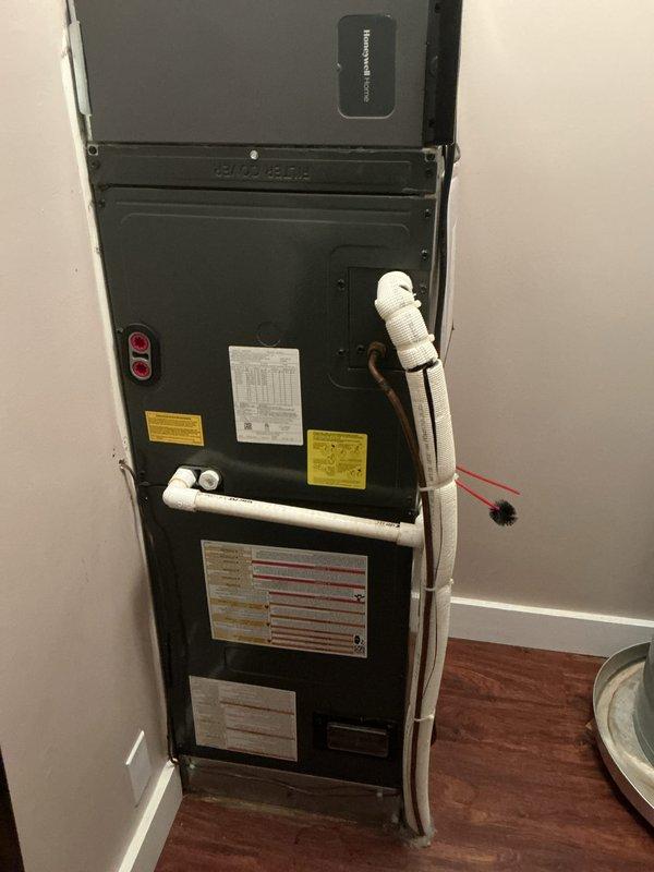 Completed basic monthly cooling maintenance on Rheem HVAC system. Performed visual inspection of air handler unit, verified thermostat operation at 67°F in AUTO mode, checked condensate drain lines for proper flow, and inspected all accessible components for normal operation. System operating within manufacturer specifications with no deficiencies noted.