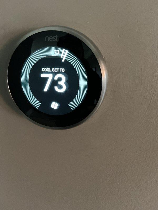 Completed cooling tune-up maintenance on two HVAC units as requested. Performed comprehensive system inspections including refrigerant level checks, electrical component testing, condenser and evaporator coil cleaning, air filter replacement, and thermostat calibration. Verified Nest thermostat operation showing proper cooling setpoint at 73°F with energy-saving mode active, confirmed all systems operating within manufacturer specifications with no deficiencies noted.