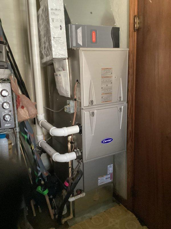 Completed cooling maintenance on Carrier HVAC system. Performed standard preventative maintenance procedures including inspection of furnace, air handler, and associated components. System operating within normal parameters; contract renewed through 9/17/26 with 16x25x4 filter not included in agreement.