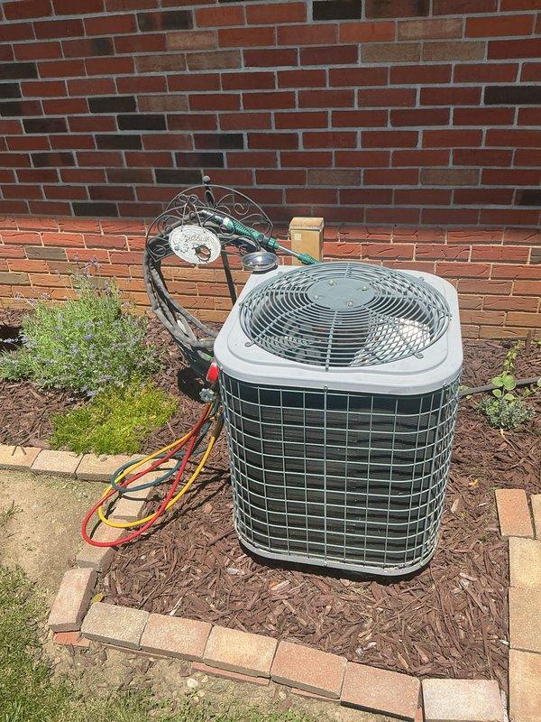 Completed monthly cooling maintenance visit on residential air conditioning system. Installed new thermostat per approved estimate and replaced 16x24x1 air filter as part of recurring service agreement. Performed comprehensive inspection of outdoor condenser unit, verified proper operation of capacitor and electrical connections, and tested system performance. All refrigerant lines, electrical components, and control wiring inspected and found to be functioning within normal parameters. System operating efficiently with no issues identified.