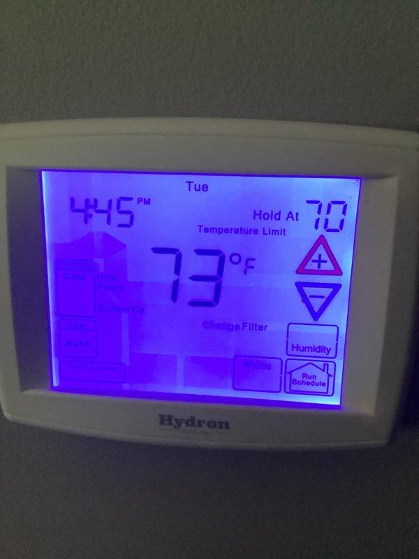 Returned to diagnose geothermal heat pump system that was previously found frozen during initial service call. Added GEO Loop Leak Seal to address potential leak in the geothermal loop system. Verified thermostat operation and system settings upon completion.