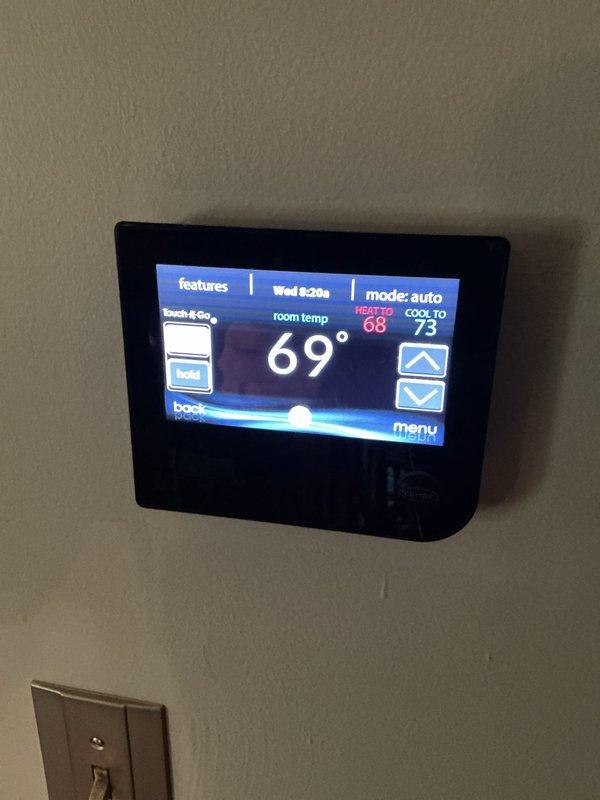 Completed basic monthly cooling maintenance visit. Inspected HVAC system operation and verified thermostat functioning properly in auto mode with heating set to 68°F and cooling set to 73°F. Replaced 16x25x3 Filtrete 1550 air filter in furnace compartment to maintain proper airflow and system efficiency.