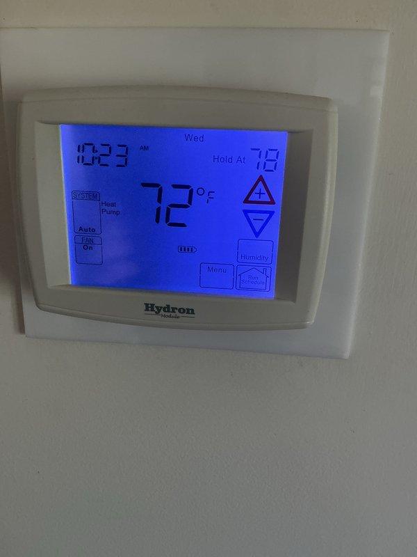 Completed annual cooling maintenance visit on heat pump system. Performed comprehensive inspection of cooling components, verified thermostat operation showing system holding at 78°F setpoint with current temperature at 72°F, and installed new 20x20x4 air filter. System operating properly with all parameters within normal range.