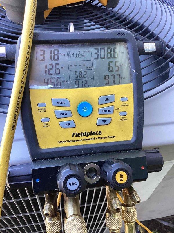 Replaced failed thermostatic expansion valve (TXV) on HVAC system and applied leak sealant to refrigerant circuit. Verified proper system pressures, superheat, and subcooling readings using refrigerant manifold gauges following component replacement and system recharge.