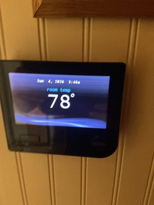 Completed comprehensive cooling maintenance on two HVAC systems under customer care contract with renewal through September 2026. Performed standard preventive maintenance procedures including inspection of equipment safety labels, verification of thermostat operation and temperature readings, and assessment of overall system condition. Customer advised that 20x20x4 air filters are not included in maintenance agreement.