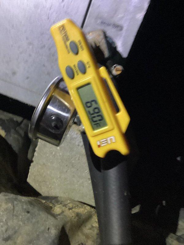 Performed monthly basic maintenance on residential air conditioning system. Inspected washable filter and verified system operation. Measured supply line temperature at 67.0°F using digital thermometer to confirm proper refrigerant flow and system performance. All components operating within normal parameters.
