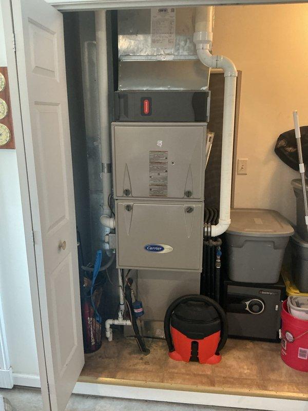 Completed monthly basic cooling maintenance visit on Carrier HVAC system. Performed standard inspection of furnace unit and associated ductwork, verified proper operation of system components, and confirmed all connections and controls were functioning correctly. System operating within normal parameters with no issues identified during this routine preventive maintenance service.