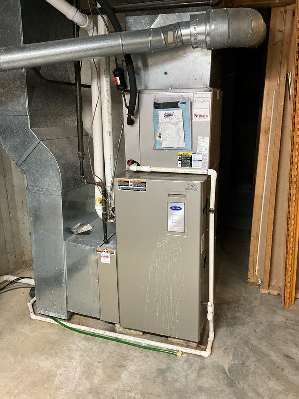Comfort consultant conducted full system evaluation and identified leaking evaporator coil in existing HVAC system. Provided comprehensive replacement options for both isolated evaporator coil repair and complete system upgrade. Generated detailed estimate for full system replacement with new Carrier furnace and compatible equipment, documented existing installation conditions, and established expedited timeline for system upgrade per customer's urgent requirements.