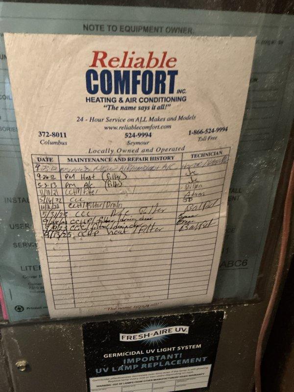 Responded to customer complaint of strong, unusual odor when operating air conditioning system. Performed basic monthly maintenance service on Armstrong HVAC unit, including system inspection and filter replacement with 16x20x4 filter (customer-supplied). Documented service on existing maintenance history label and verified proper system operation upon completion.