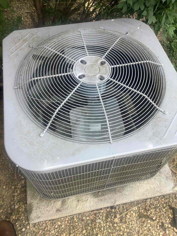 Responded to no cooling complaint on residential air conditioning system. Performed diagnostic evaluation of outdoor condenser unit, inspected fan motor operation, checked electrical connections, and verified refrigerant levels. Unit restored to proper cooling operation and tested for normal function.