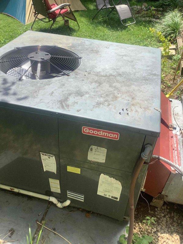 Responded to no cooling complaint on 2-3 year old Goodman air conditioning system. Upon arrival, confirmed indoor fan operational but outdoor condensing unit and compressor not running. Diagnosed loss of power to outdoor unit; troubleshot electrical circuit and restored power supply to condensing unit, resolving no-cool condition and returning system to normal operation.