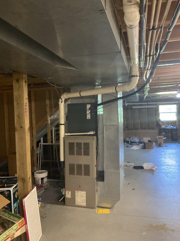 Conducted on-site evaluation of existing 3-ton furnace system and identified inadequate airflow issue with approximately 2 tons of air reaching the drop return due to restrictive ductwork sizing. Assessed basement HVAC installation including current furnace unit, existing duct configuration, and return air system to determine replacement requirements. Provided comprehensive estimate for high-efficiency furnace replacement with upgraded ductwork modifications to increase return air capacity, and discussed options for complete system upgrade including air conditioning unit.