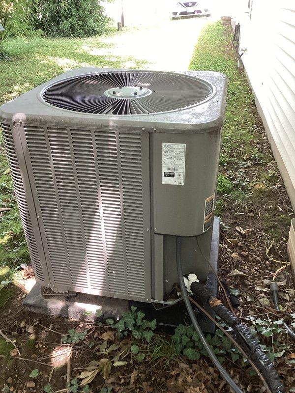 Responded to no-cooling call on residential air conditioning system. Upon arrival, found existing outdoor condenser unit inoperable and beyond economical repair. Installed new replacement condenser unit on existing concrete pad, connected refrigerant lines and electrical supply, and verified proper system operation. Unit tested and left in working condition.