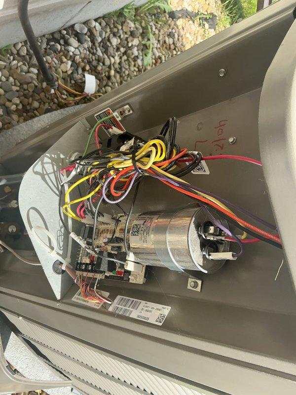 Completed comprehensive cooling and heating maintenance service on Lennox HVAC system. Performed system inspection, verified thermostat operation displaying 71°F cooling setpoint with outdoor temperature at 72°F, and inspected electrical components including capacitor, control board, and wiring connections within outdoor unit. System maintenance contract extended through August 2026, with 20x20x4 filter size noted for future reference.