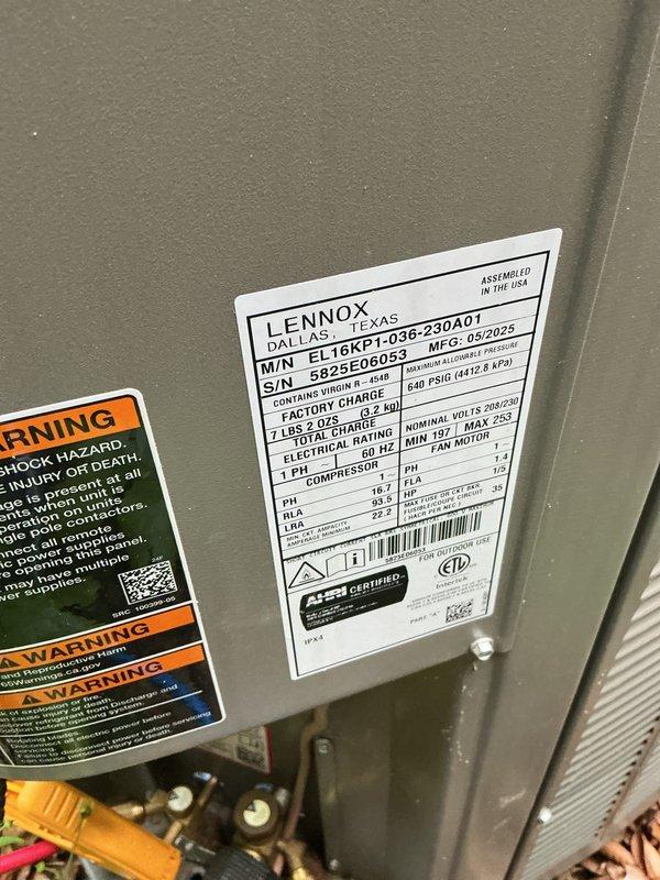 Performed routine cooling maintenance on Lennox EL16XP1 heat pump system. Inspected washable filter which showed moderate dust accumulation, verified filter condition and accessibility for future cleaning. Checked system for UV dye as requested and confirmed equipment operational status for continued service under maintenance agreement.