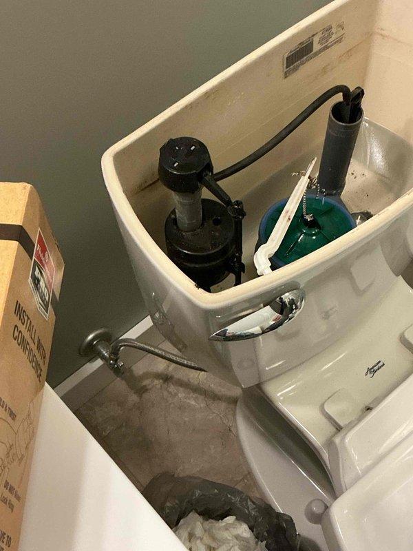 Responded to service call for toilet tank filling issue with minimal water flow indicating possible scale buildup in fill valve. Upon inspection, diagnosed faulty fill valve assembly causing restricted water supply to tank. Replaced complete fill valve mechanism with new unit, tested flush cycle and refill operation to verify proper function and adequate water flow rate. System now operating within normal parameters.