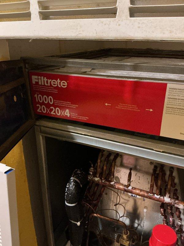 Performed comprehensive coil cleaning on Goodman outdoor condensing unit and indoor evaporator coil to restore optimal heat transfer efficiency. Completed cooling season preventive maintenance inspection including refrigerant line assessment, electrical connections verification, and system operational testing. Installed new 20x20x4 Filtrete 1000 MPR filter in air handler to ensure proper airflow and indoor air quality for the extended maintenance agreement period.