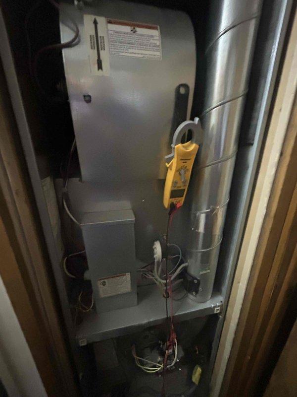 Completed comprehensive monthly maintenance on residential HVAC system including inspection of air handler unit, electrical control components, and ductwork. Replaced 16x20x1 air filter and performed electrical diagnostics using multimeter to verify proper system operation. Verified Honeywell thermostat functionality and confirmed all system components operating within normal parameters.