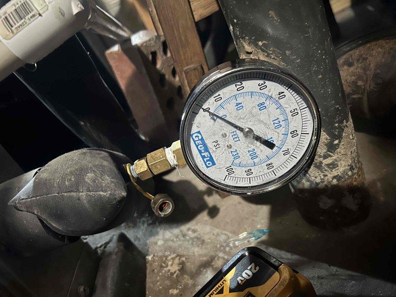 Responded to service call for geothermal system struggling to maintain temperature. Performed diagnostic evaluation using pressure gauges to check refrigerant levels and utilized digital multimeter to test electrical components and circuit boards within the unit. System assessment indicated potential low refrigerant charge requiring further evaluation and possible recharge to restore proper cooling capacity.